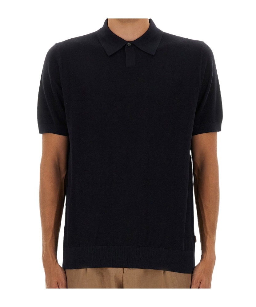 Hugo Boss Short Sleeve Polo Knit Sweater In Black