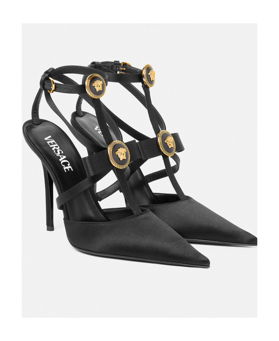 Versace Gianni Ribbon Cage 110mm Pumps In Black