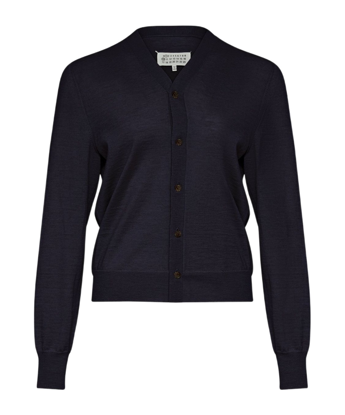 Maison Margiela Ribbed Trim V-neck Cardigan With Long Sleeves In Black