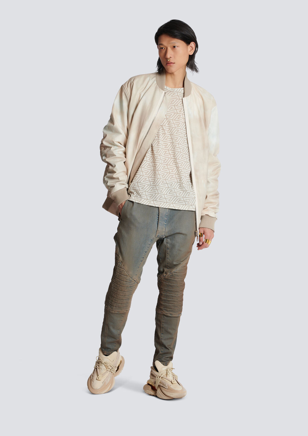 Balmain All-over Graphic-print T-shirt In White