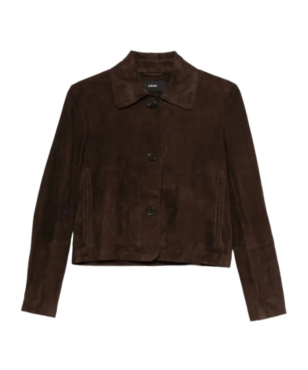 Arma Emy Button-fastening Suede Jacket In Brown