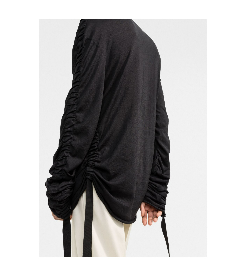 Balmain Drawstring-detail Long-sleeve T-shirt In Black