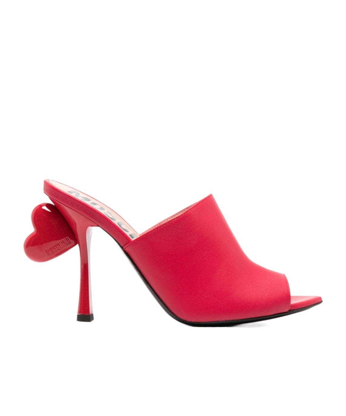 Moschino 100mm Heart-detail Leather Mules In Red