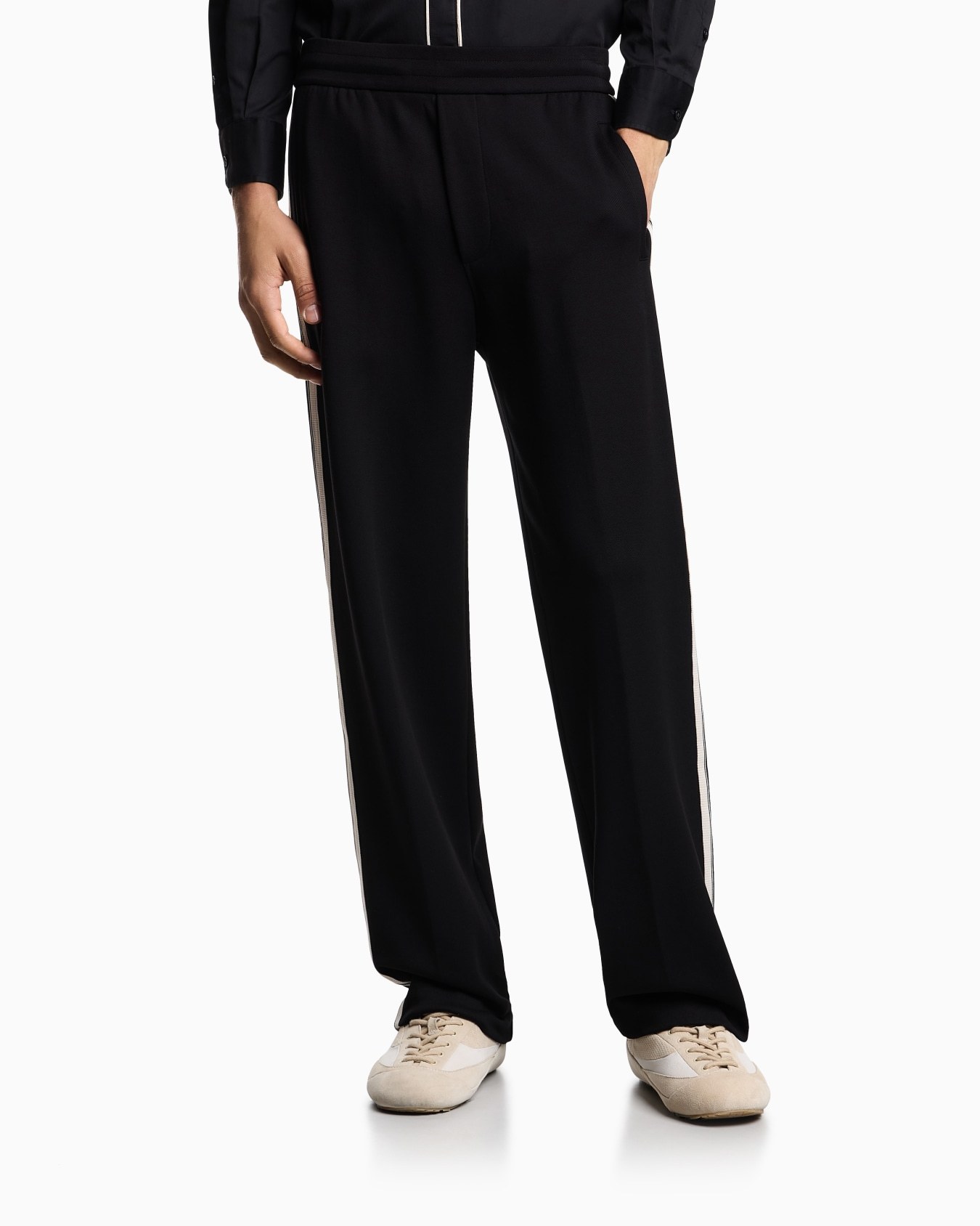 Emporio Armani Elastic Waist Casual Pants In Black