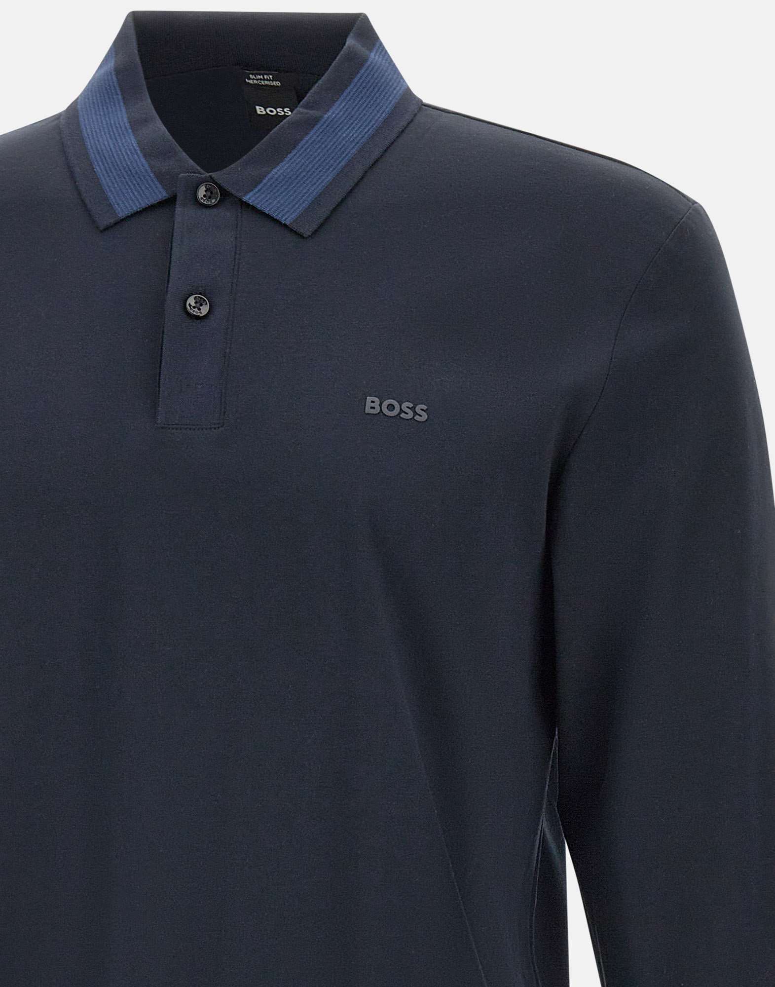 Hugo Boss Boss Long Sleeve Cotton Polo In Black