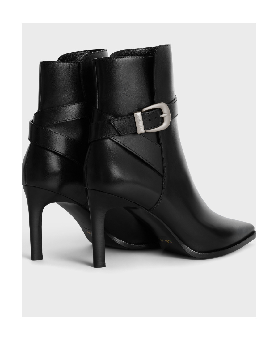 Celine Logo Clasp Pointed Boots In Black