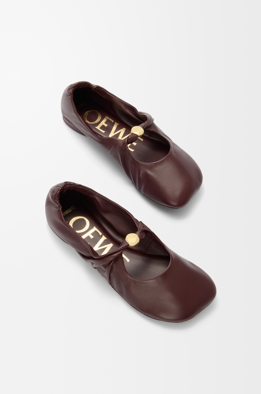 Loewe Pebble Soft Ballerina In Nappa Lambskin In Brown