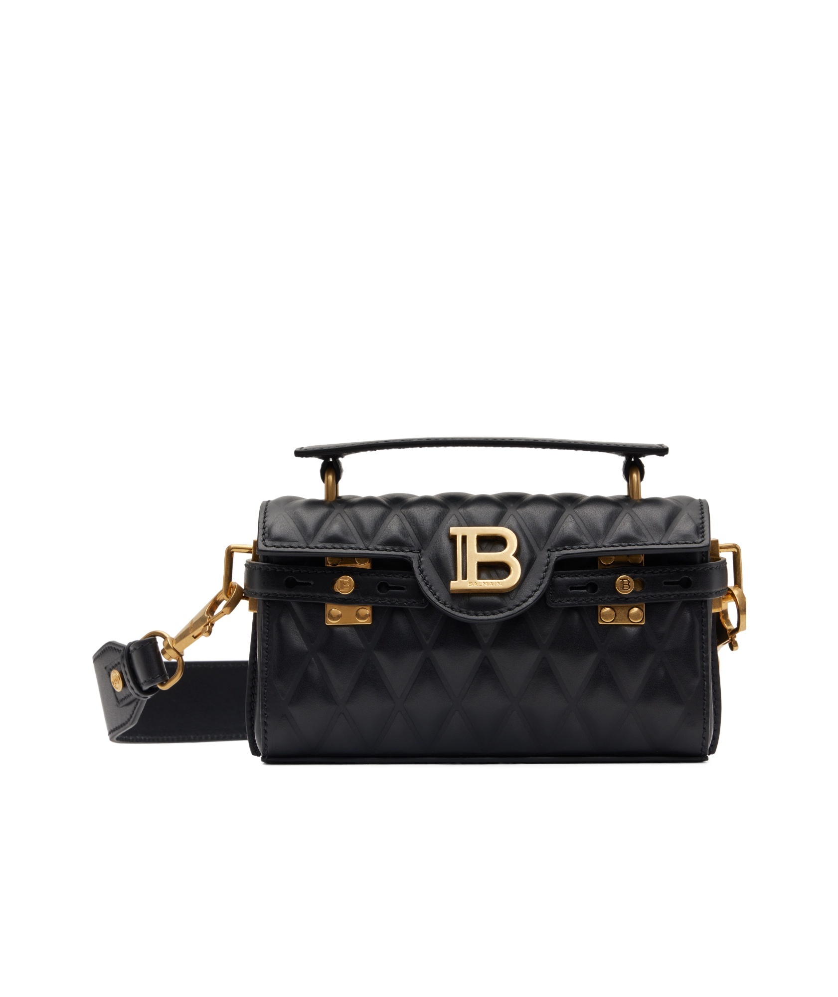 Balmain Black B-buzz 19-grid Padded Bag In Black