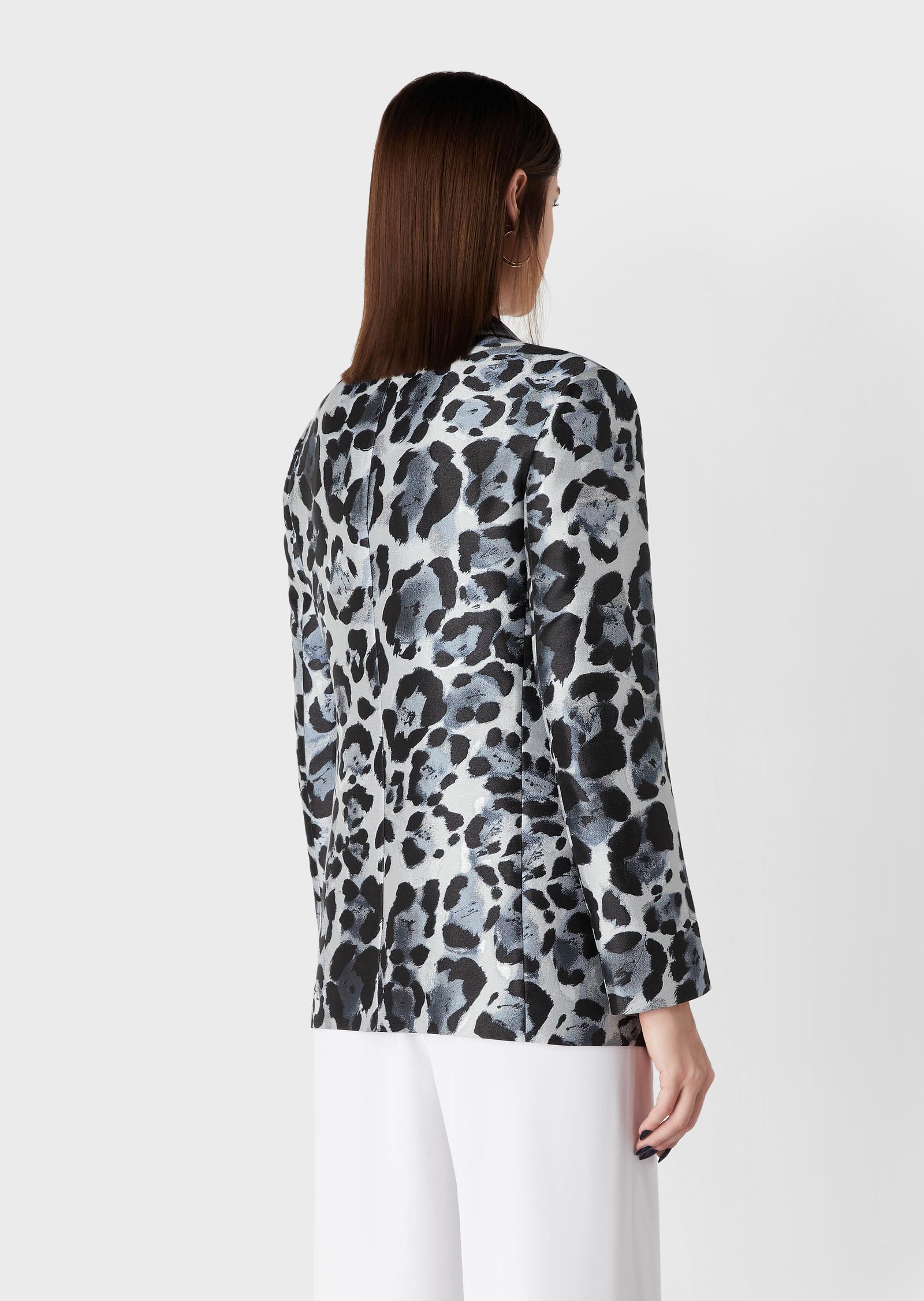 Giorgio Armani Single-breasted Leopard-pattern Blazer In Black