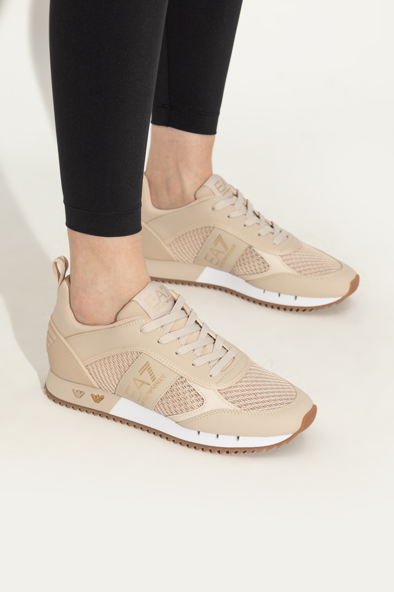 Ea7 Lace Up Sneakers In Brown