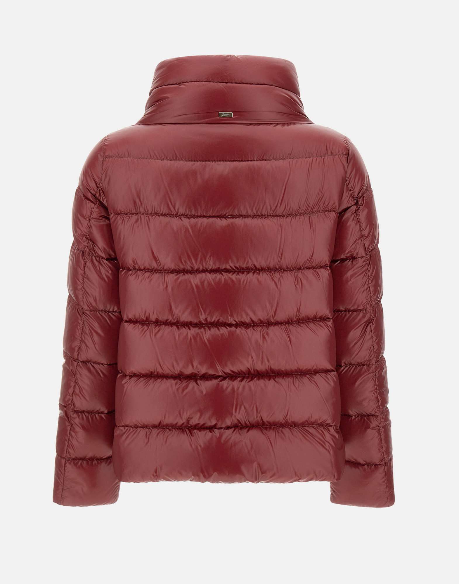 Herno Quilted High Neck Jacket With Lateral Split In Red