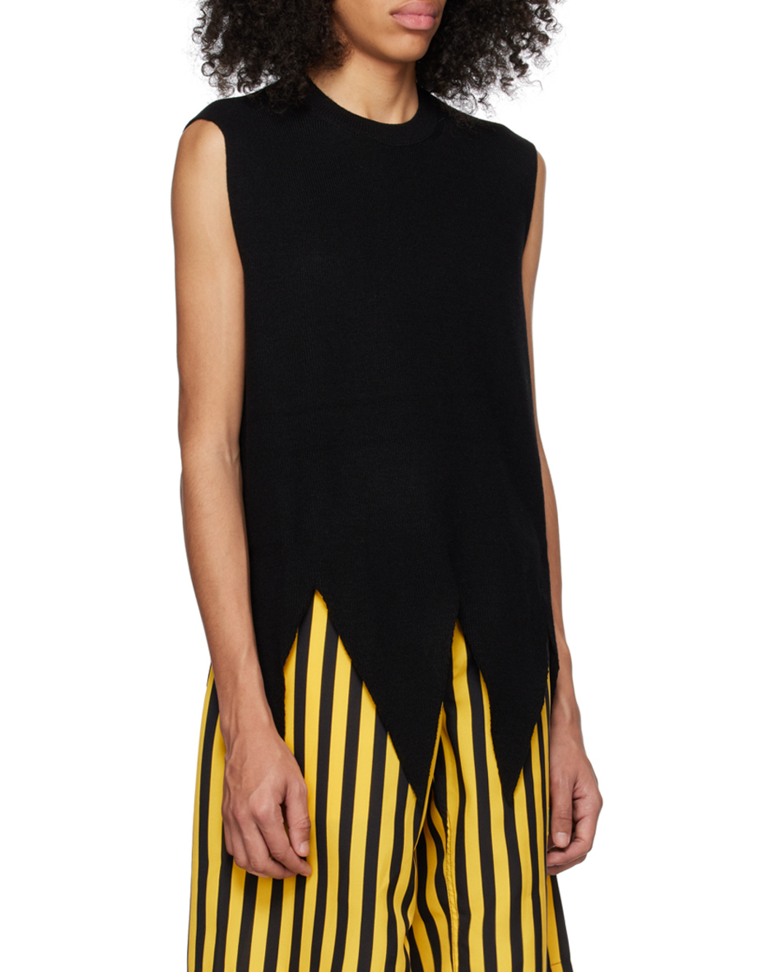 Shop Comme Des Garçons Sleeveless Vest With Round Neck In Black