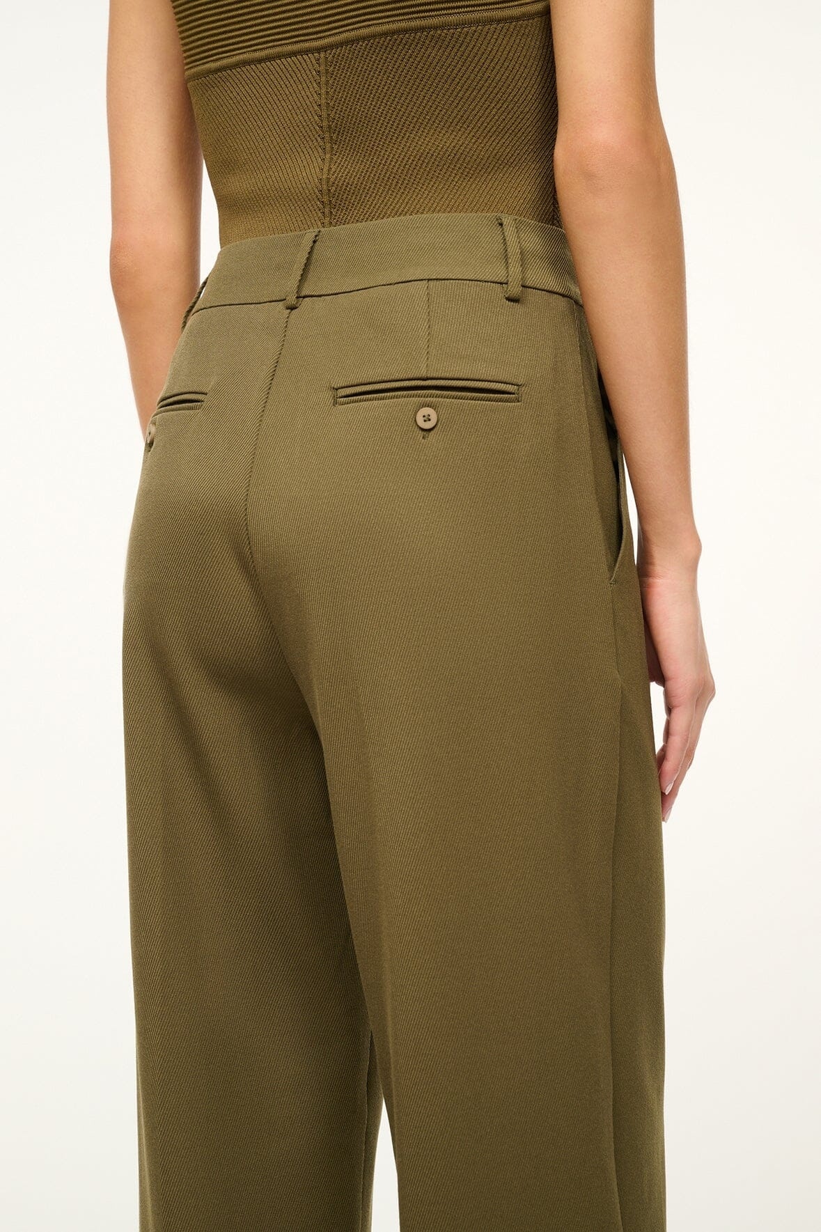 Shop Staud Belt-loop Casual Pants In Green