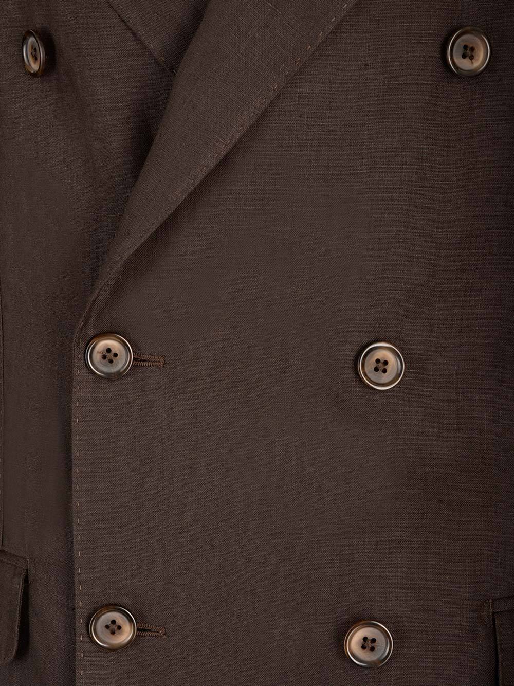 Dolce & Gabbana Double-breasted Linen Blazer In Brown