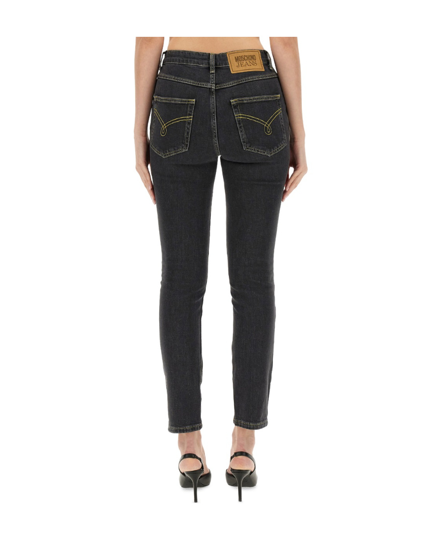 Moschino Belt Ring Denim Trousers In Green