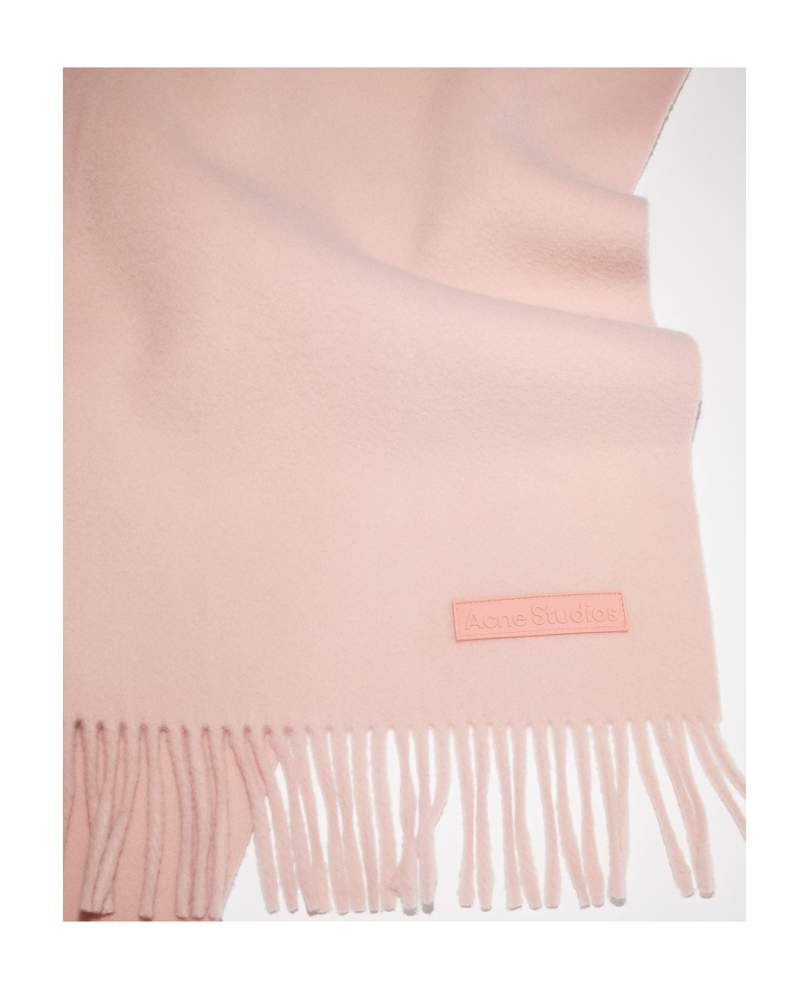 Shop Acne Studios Logo-patch Wool Scarf In Pink