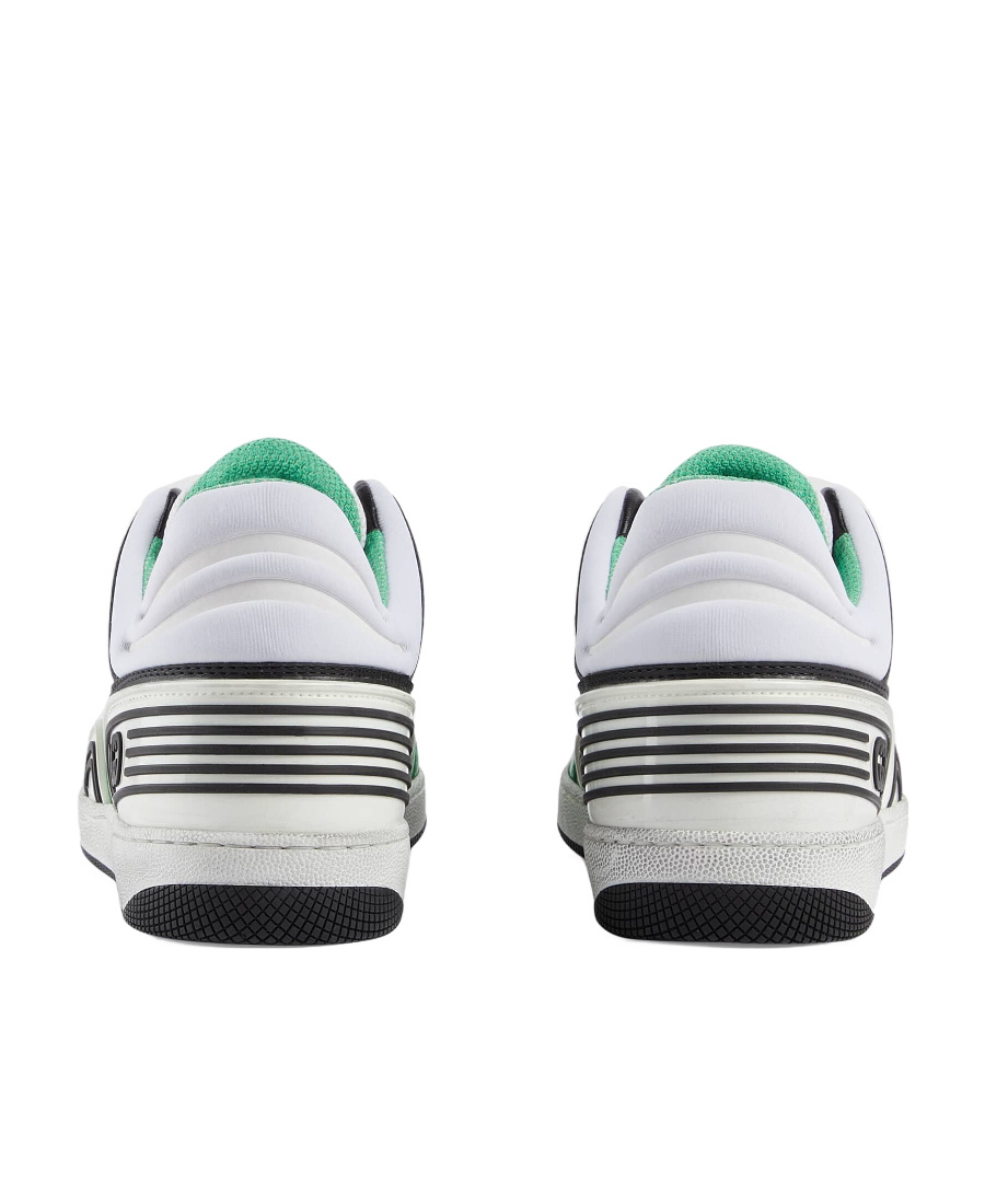 Gucci Basket Distressed Leather Sneakers In Gray