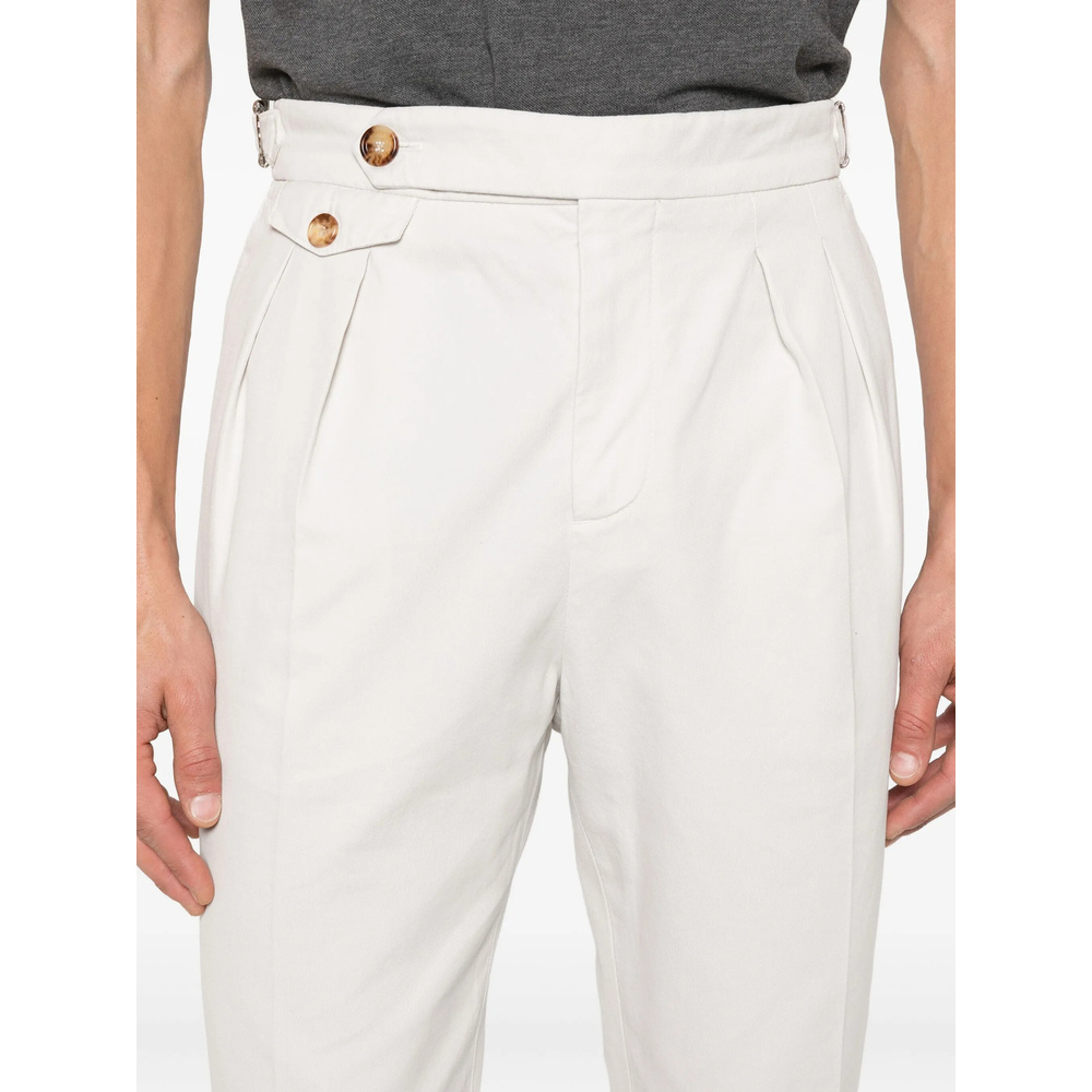 Brunello Cucinelli Cotton Gabardine Tailored Trousers In White