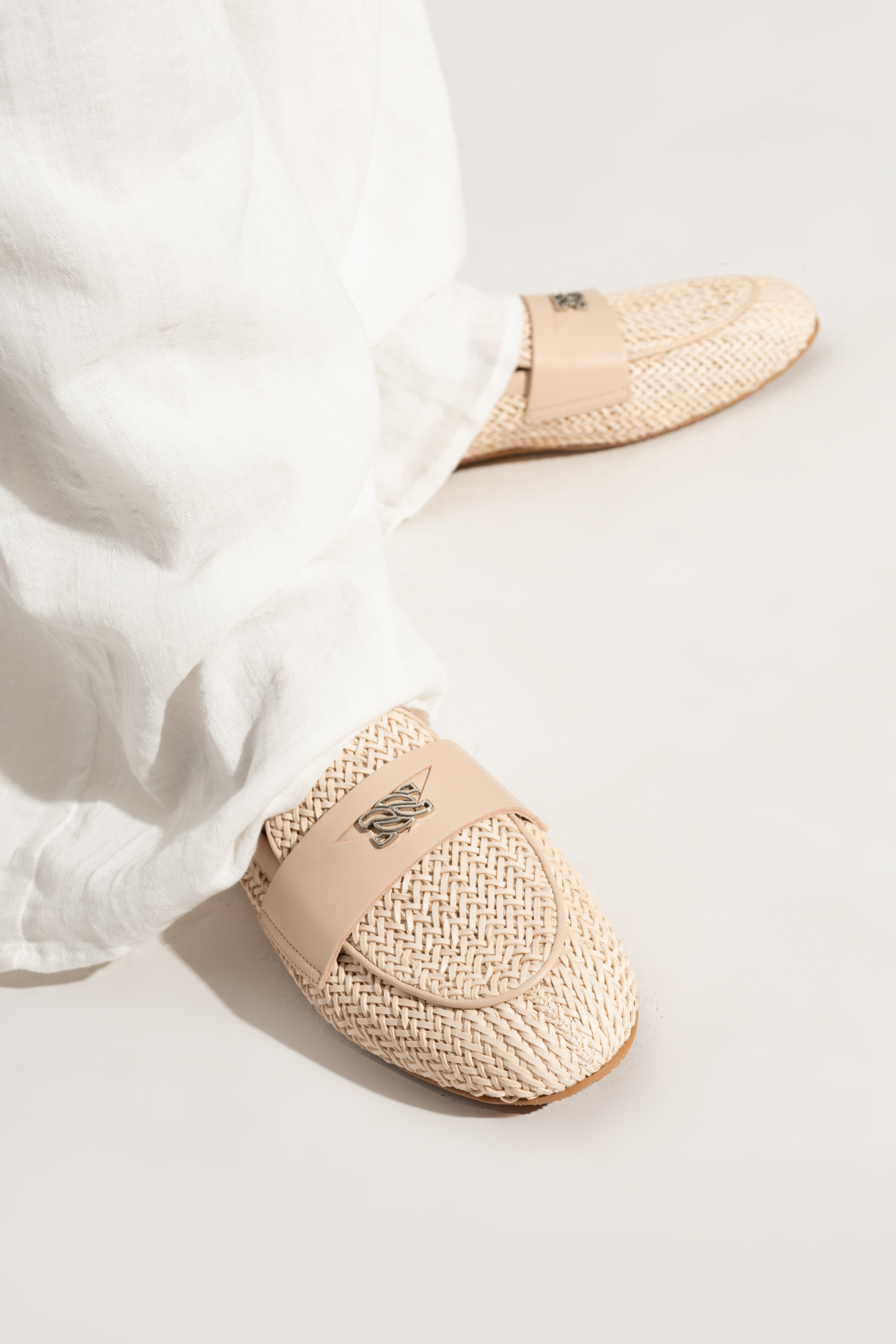 Casadei Round Head Loafer Shoes In Nude