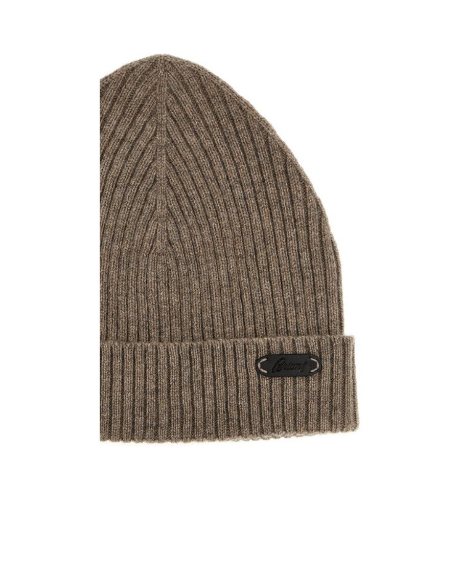 Brioni English Ribbed Beanie Hats Beige In Brown