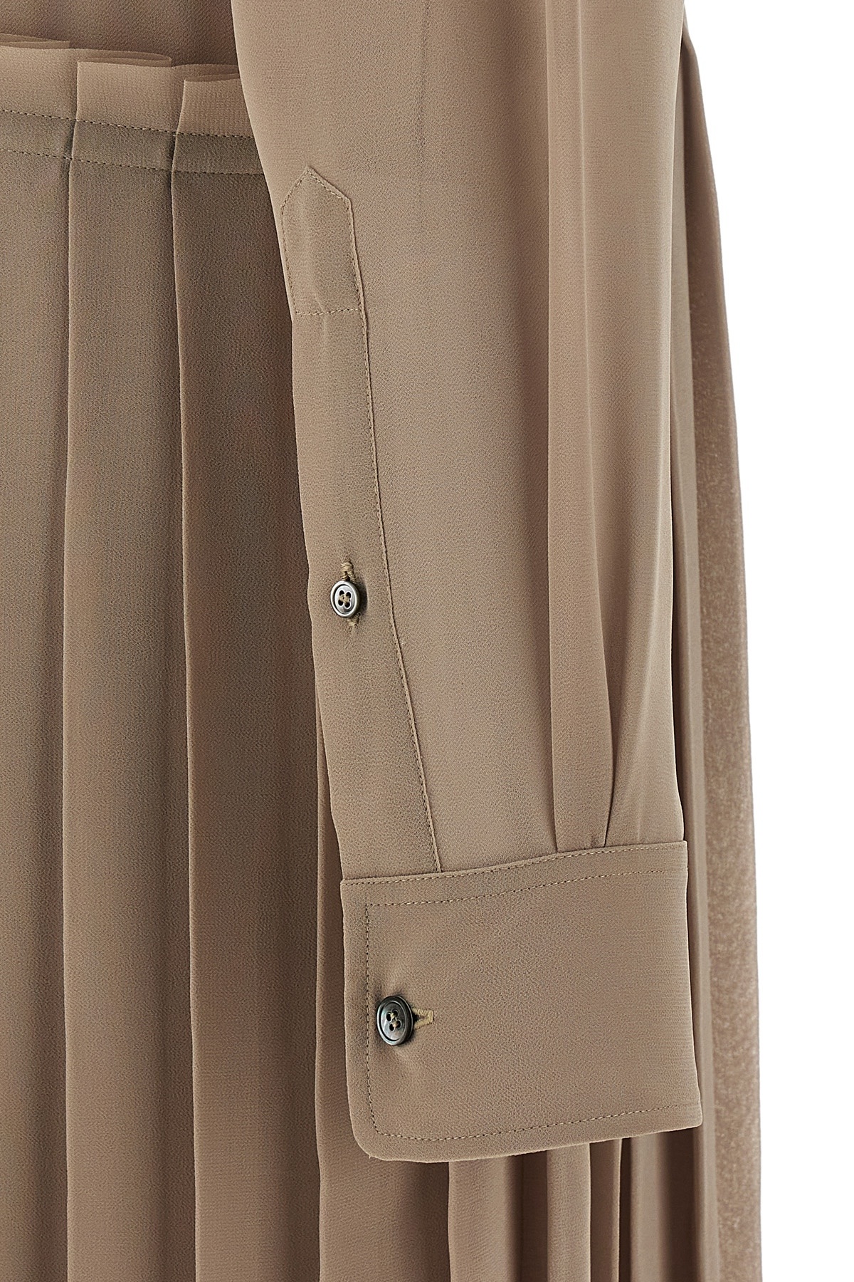 Ami Alexandre Mattiussi Pleated Midi Shirt Dress In Nude