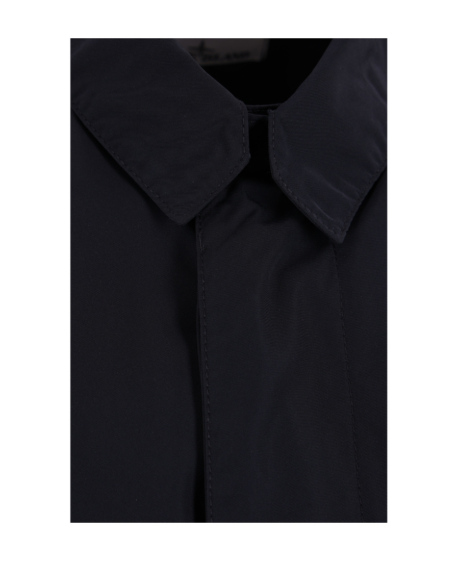 Stone Island Compass-badge Single-breasted Coat In Blue