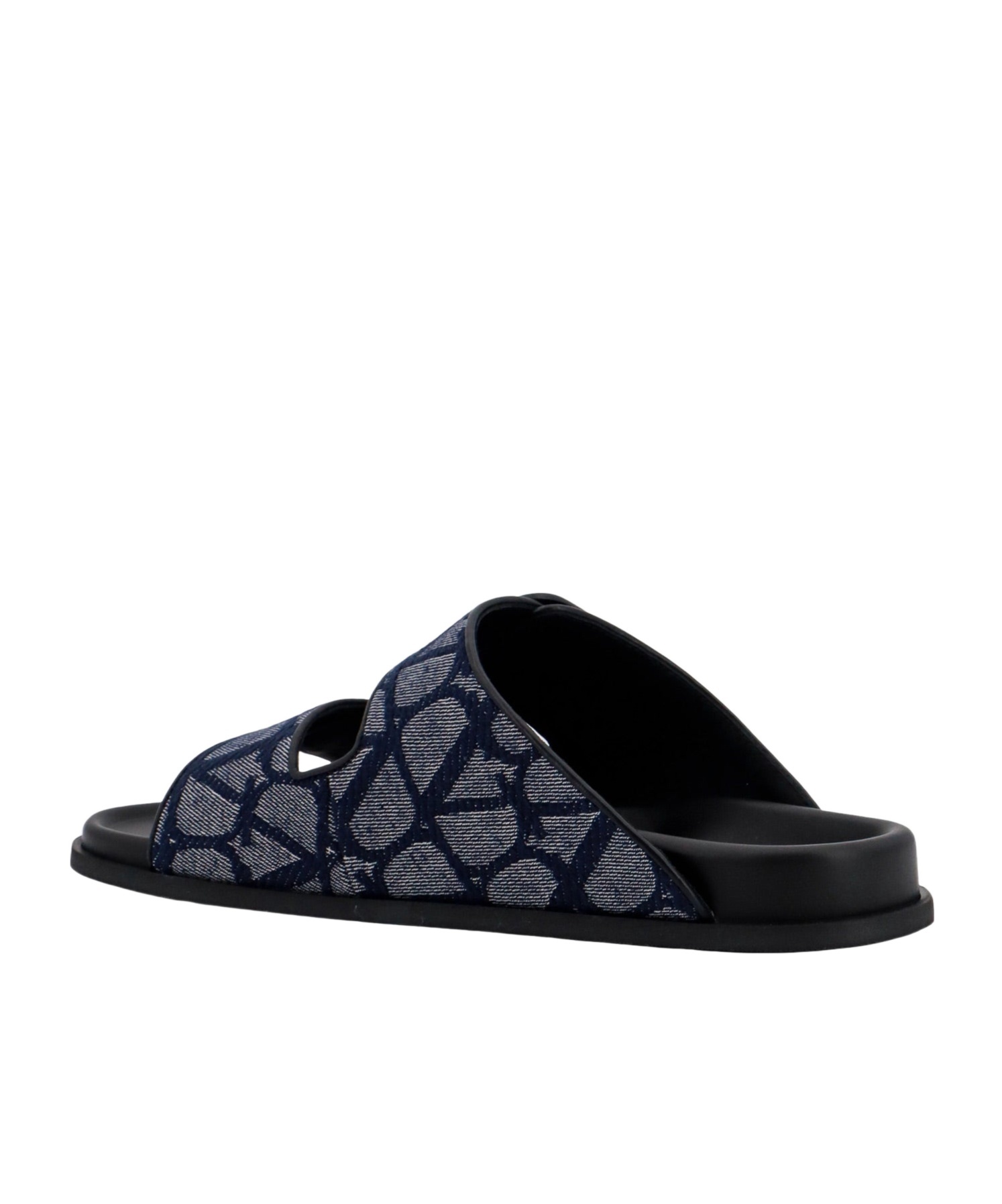 Valentino Denim Vlogo Toile Iconographe Slides In Black