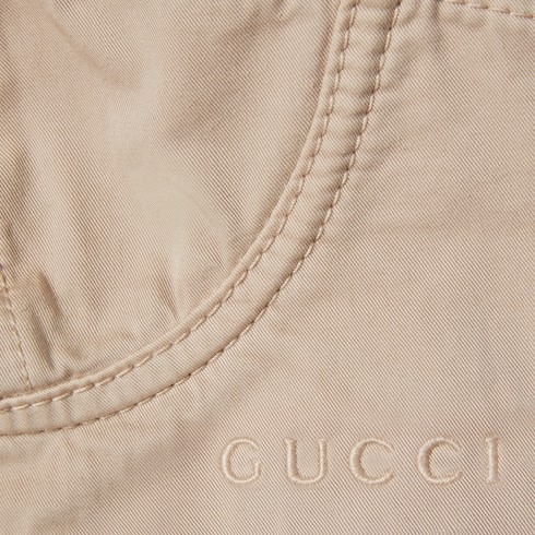 Gucci Cotton Twill Top With Tie Front In Neutral