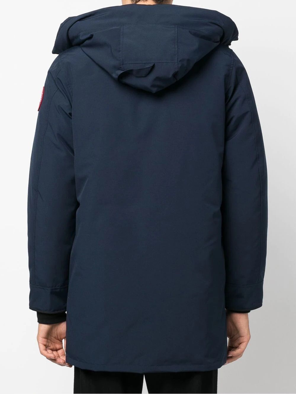 Canada Goose Navy Blue Logo Detail Parka Jacket In Black