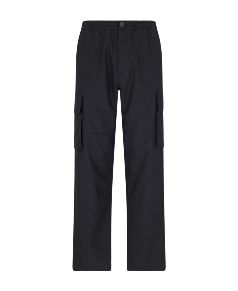 Marni Straight Trousers Elastic Waistband Side Cargo In Black
