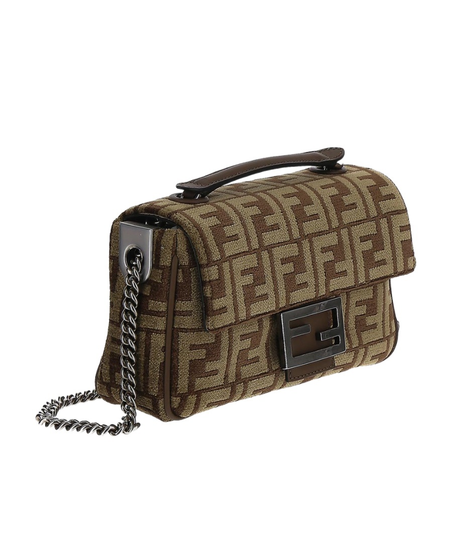 Fendi Ff Monogram Baguette Bag In Brown