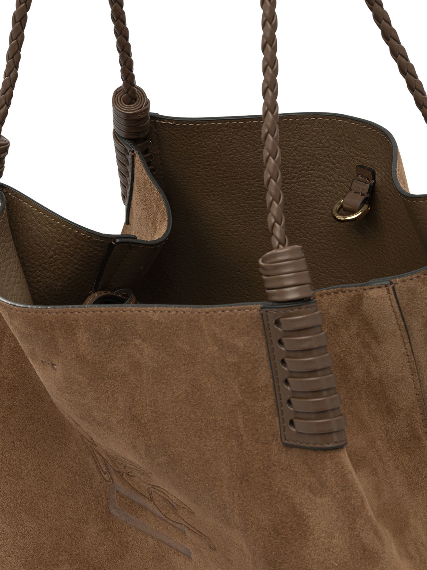 Etro Medium Libra Braided-handle Suede Tote Bag In Brown