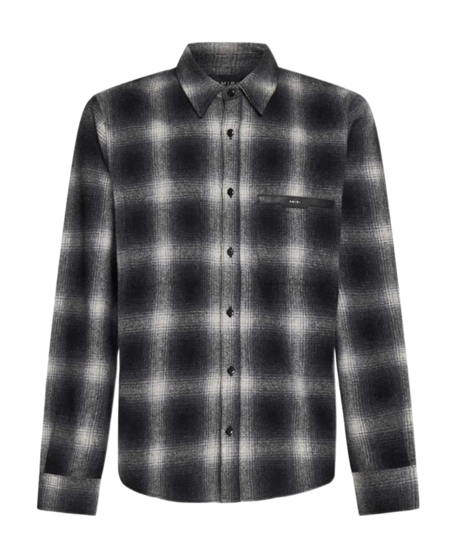 Amiri Logo-patch Check-print Shirt In Black
