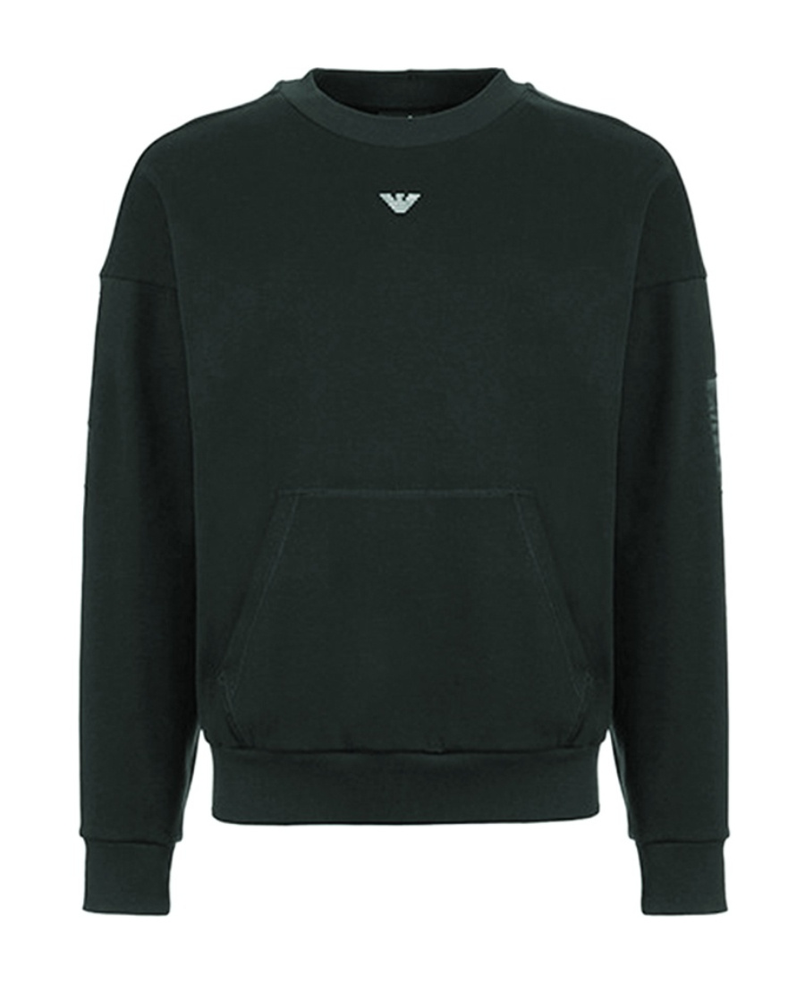 Emporio Armani Round Collar Long Sleeve Sweater In Black