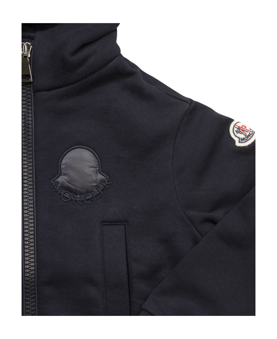 Moncler Enfant Logo Patch Zip-up Hoodie In Blue
