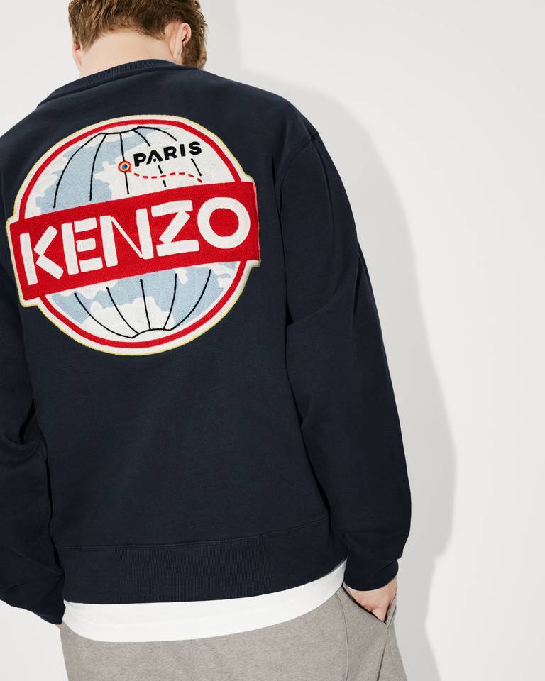 Kenzo Travel Logo Patch Crewneck Sweatshirt In Black