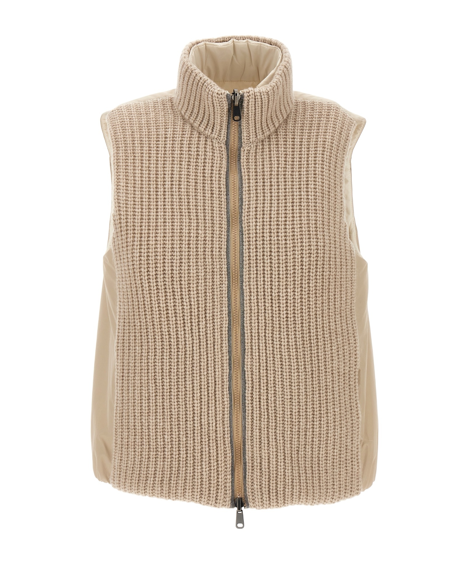 Brunello Cucinelli Reversible Knit Insert Vest In Pink