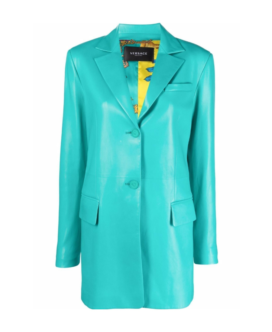 Versace Leather Blazer Jacket In Green