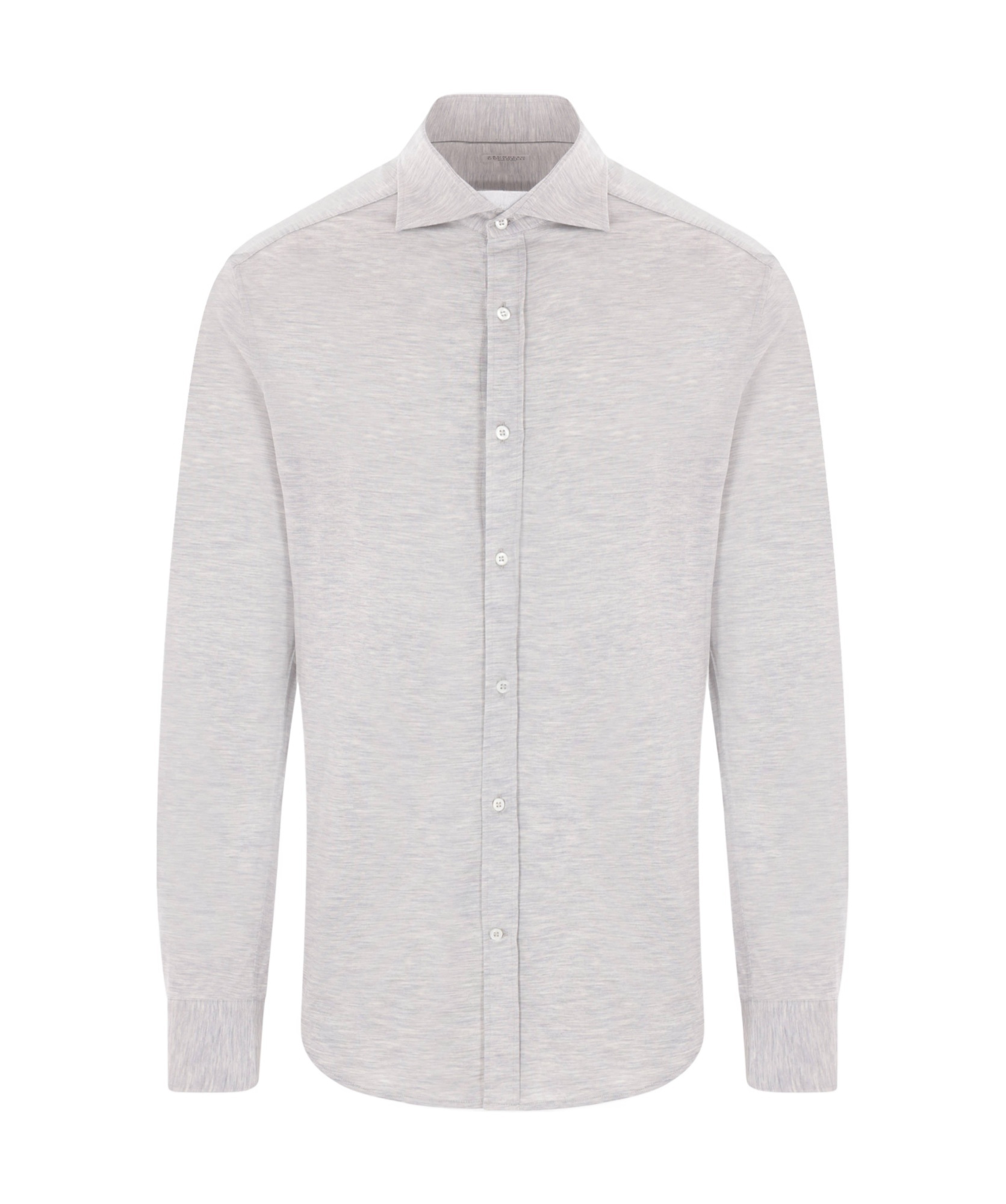 Brunello Cucinelli Grey Linen Shirt With Classic Button-down Collar In White