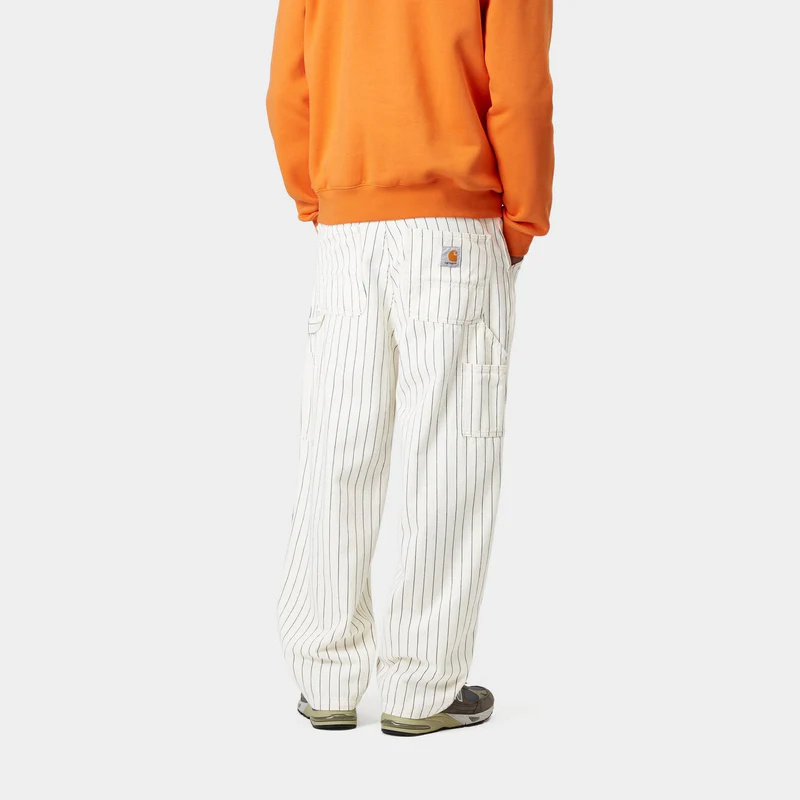 Carhartt Og Single Knee Pant In Wax/dark Navy Blue Seton Stripe