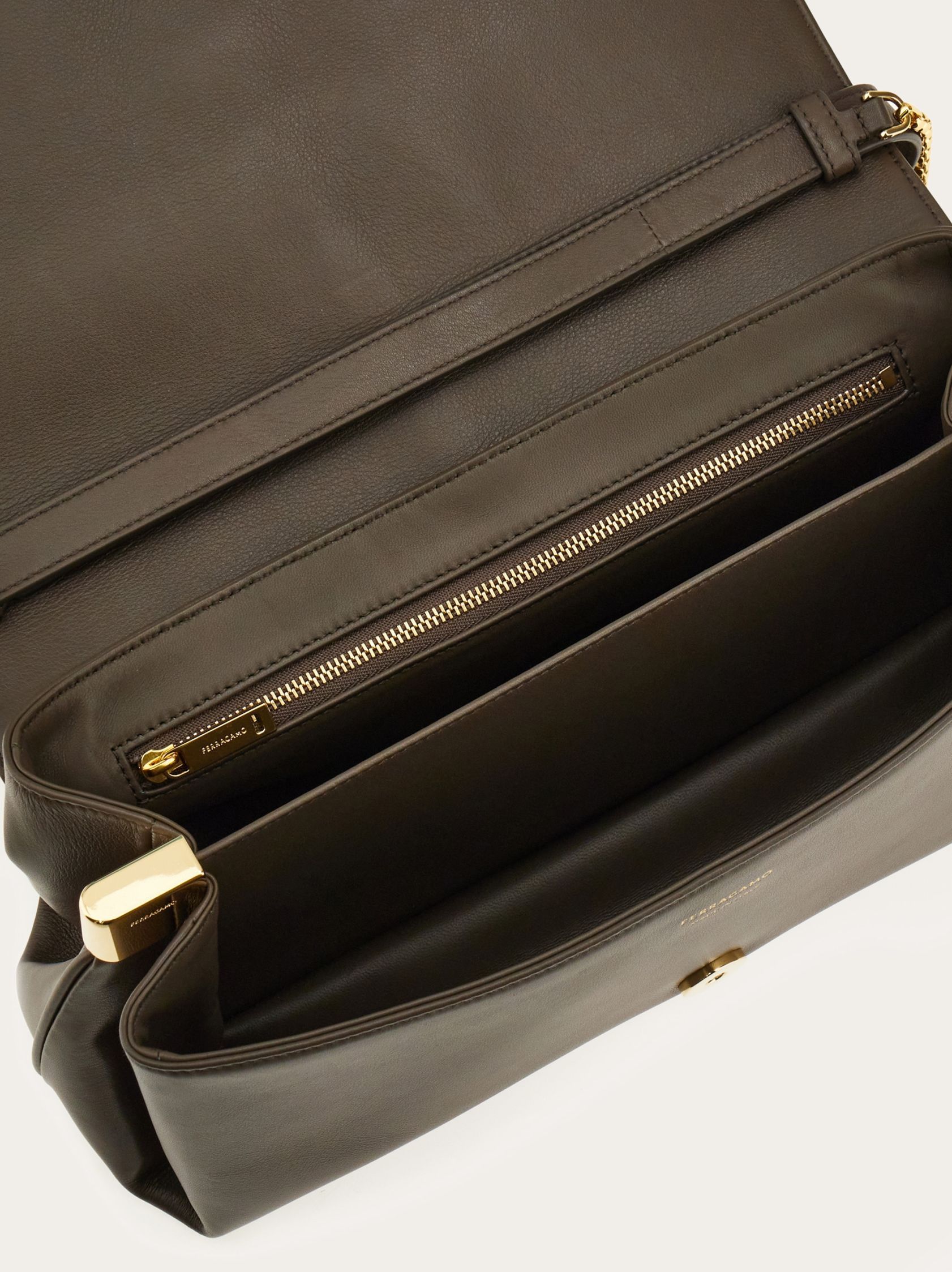Ferragamo Small Front Flap Crossbody Bag In Gray