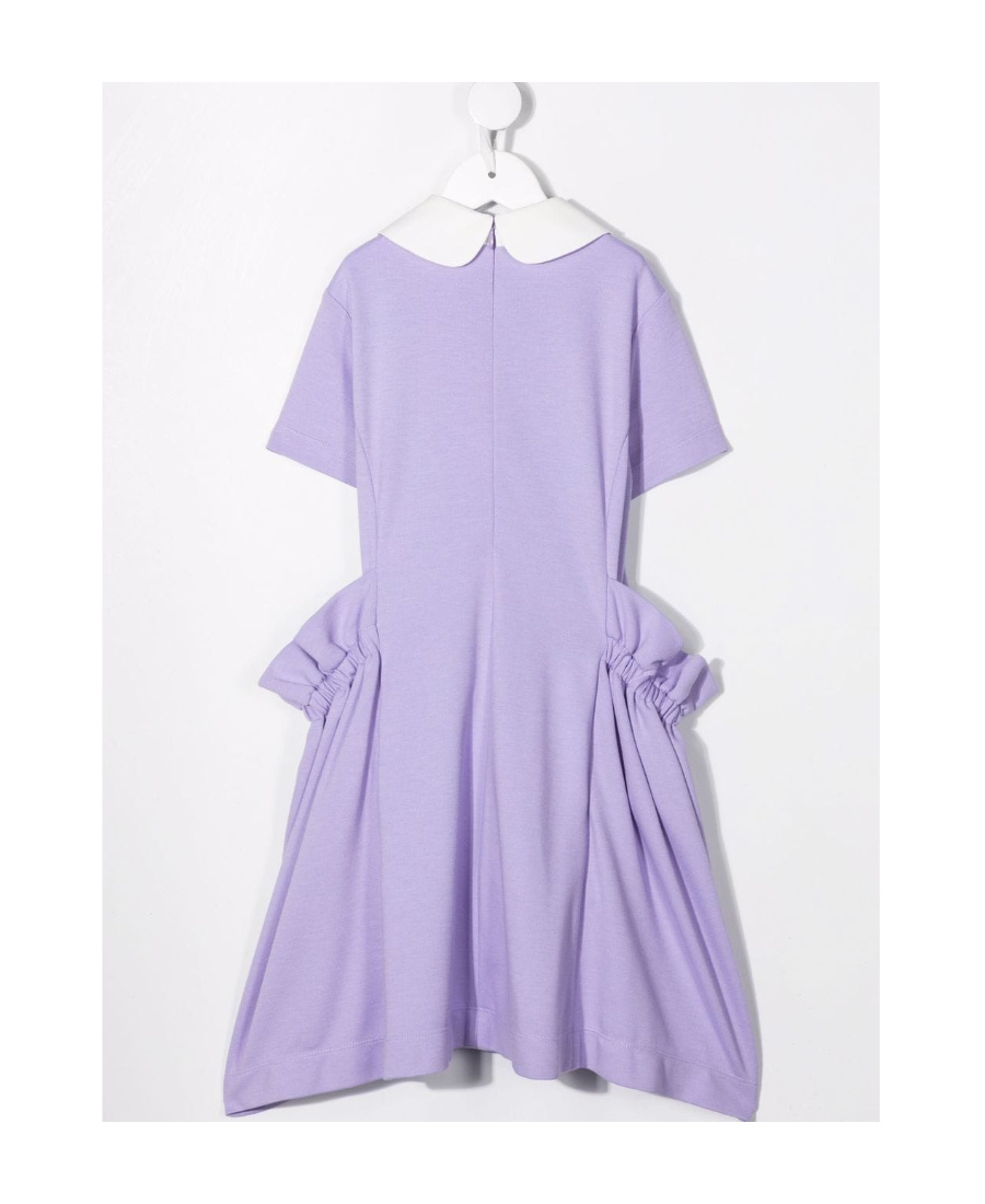 Fendi Logo-print Ruffle-detail Dress In Viola