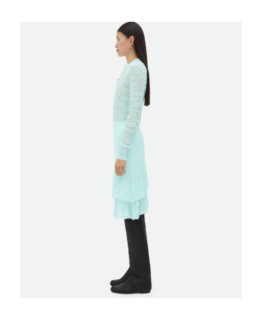 Bottega Veneta Double-layer Knitted Skirt In Blue