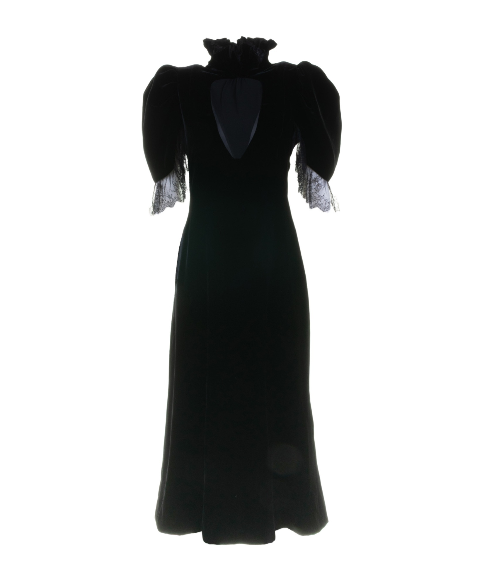 Alexander Mcqueen Lace-detail Velvet Dress In Black