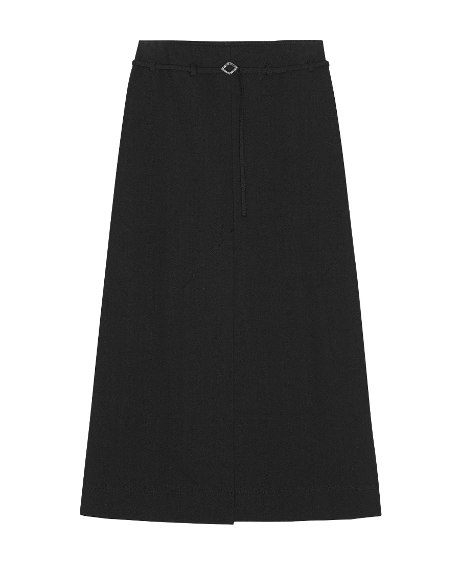 Ganni A-line Organic Cotton Midi Skirt In Black