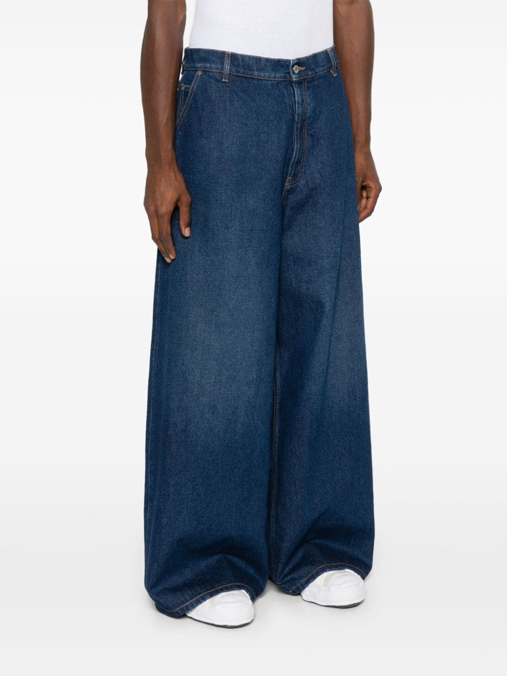 Off-white Blue Wide Denim Jeans In Blue