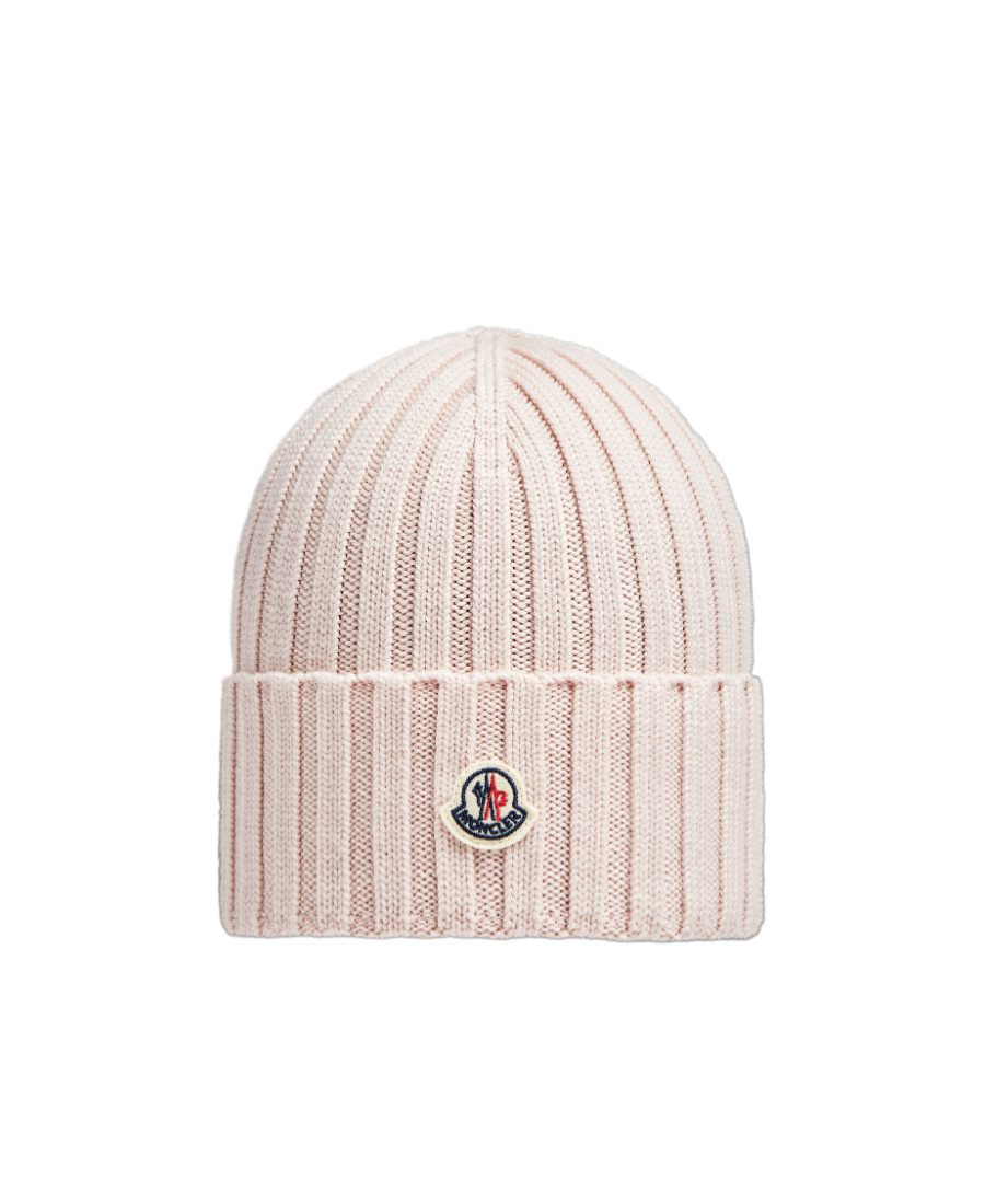 Moncler Logo Wool Wool Hat In Pink