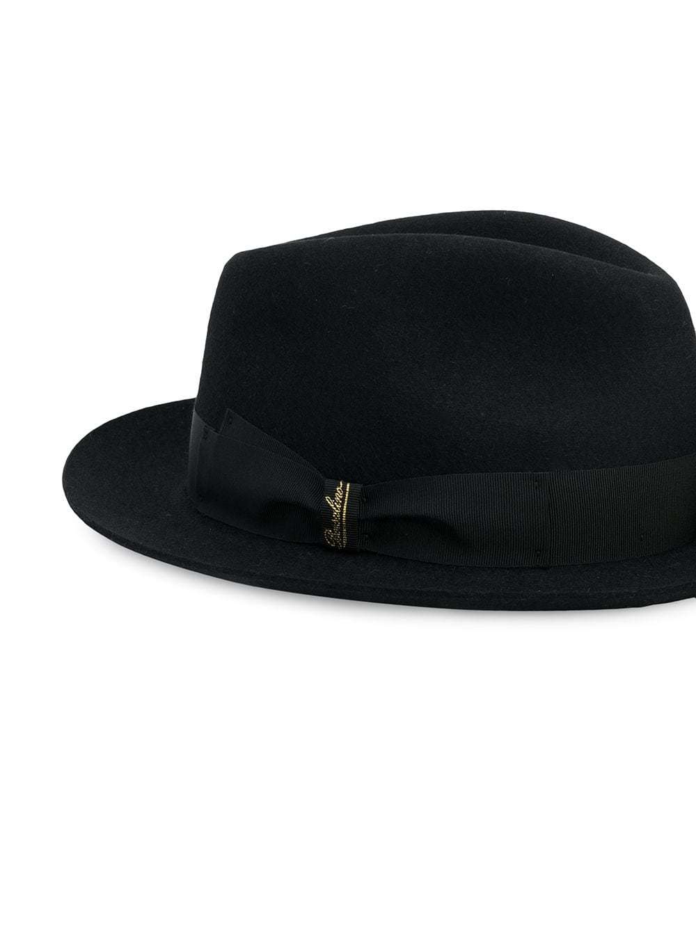 Borsalino Wide Brim Wool Hat With Ribbon Band In Black