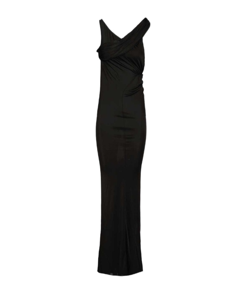 Rick Owens Lilies Sahara V-neck Gown Dress In Black