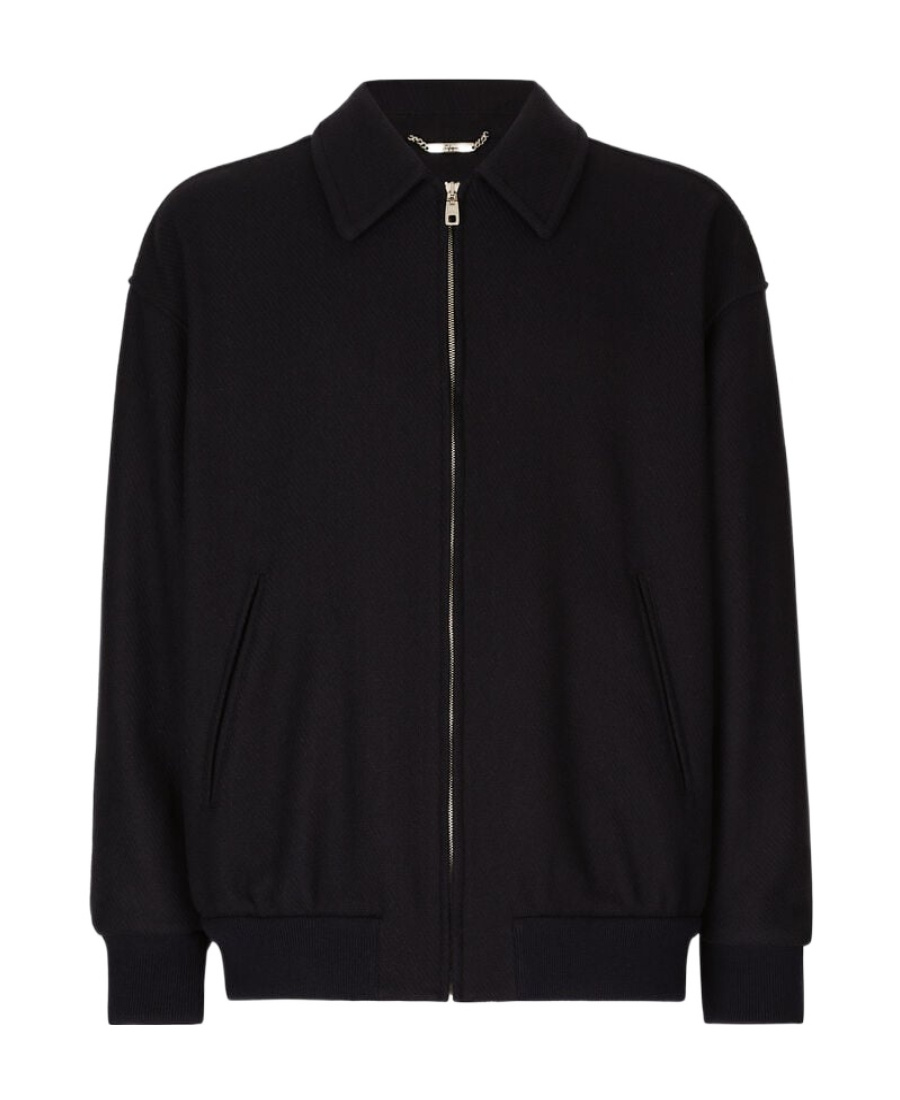 Dolce & Gabbana Logo-plaque Zip-up Bomber Jacket In Black